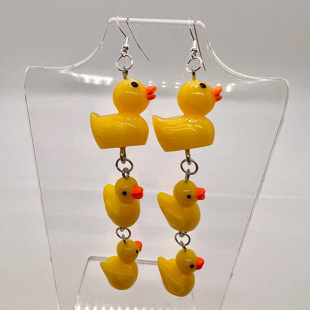 Duck Family Chain Earrings - Zoo Earrings - Field Trip Earrings - Farm Earrings